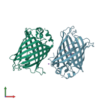 PDB entry 5jzl coloured by chain, front view.