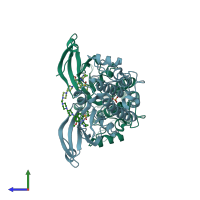 PDB entry 5jzn coloured by chain, side view.