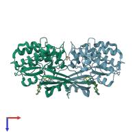 PDB entry 5jzn coloured by chain, top view.