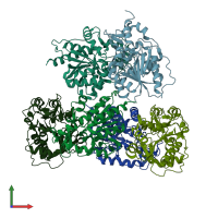 PDB entry 5jzo coloured by chain, front view.