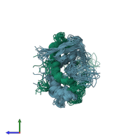 PDB entry 5jzr coloured by chain, ensemble of 20 models, side view.
