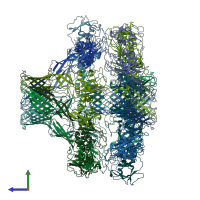 PDB entry 5jzw coloured by chain, side view.