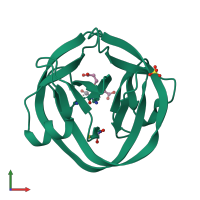 PDB entry 5k08 coloured by chain, front view.