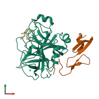 PDB entry 5k0h coloured by chain, front view.