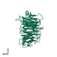 PDB entry 5k0m coloured by chain, side view.