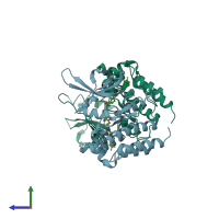 PDB entry 5k0x coloured by chain, side view.