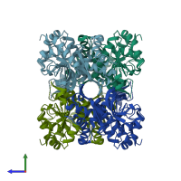 PDB entry 5k0z coloured by chain, side view.