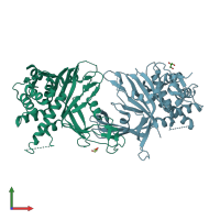 PDB entry 5k16 coloured by chain, front view.