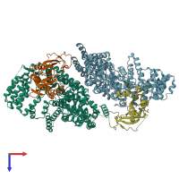 PDB entry 5k18 coloured by chain, top view.