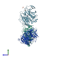 PDB entry 5k19 coloured by chain, side view.