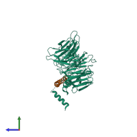 PDB entry 5k1h coloured by chain, side view.