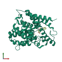 Monomeric assembly 1 of PDB entry 5k1i coloured by chemically distinct molecules, front view.