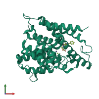 Monomeric assembly 4 of PDB entry 5k1i coloured by chemically distinct molecules, front view.