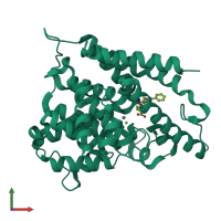 Monomeric assembly 8 of PDB entry 5k1i coloured by chemically distinct molecules, front view.