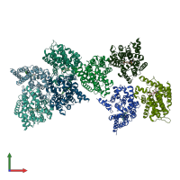 PDB entry 5k1i coloured by chain, front view.