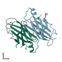 PDB entry 5k1j coloured by chain, front view.