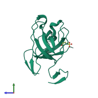 Homo dimeric assembly 1 of PDB entry 5k26 coloured by chemically distinct molecules, side view.