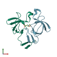 PDB 5k26 coloured by chain and viewed from the front.