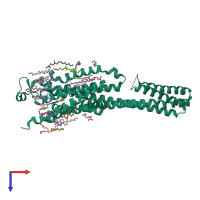 PDB entry 5k2a coloured by chain, top view.