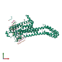 PDB entry 5k2b coloured by chain, front view.