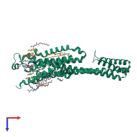 PDB entry 5k2b coloured by chain, top view.