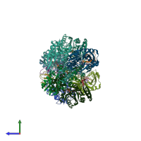 PDB entry 5k2m coloured by chain, side view.