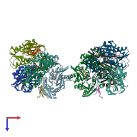 PDB entry 5k2m coloured by chain, top view.