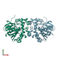 PDB entry 5k3b coloured by chain, front view.