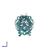 PDB entry 5k3b coloured by chain, side view.