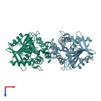 PDB entry 5k3b coloured by chain, top view.