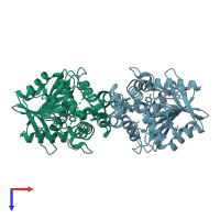 PDB entry 5k3c coloured by chain, top view.