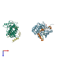 PDB entry 5k3y coloured by chain, top view.