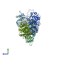 PDB entry 5k4g coloured by chain, side view.