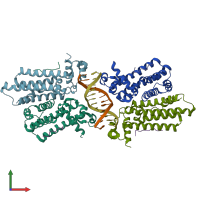 PDB entry 5k58 coloured by chain, front view.