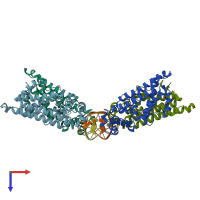 PDB entry 5k58 coloured by chain, top view.