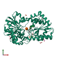 PDB 5k5c coloured by chain and viewed from the front.