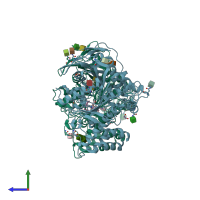 PDB entry 5k5e coloured by chain, side view.