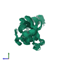 PDB entry 5k5f coloured by chain, ensemble of 20 models, side view.