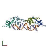 PDB entry 5k5o coloured by chain, front view.