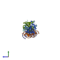PDB entry 5k5o coloured by chain, side view.