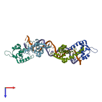 PDB entry 5k5o coloured by chain, top view.