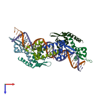 PDB entry 5k5q coloured by chain, top view.