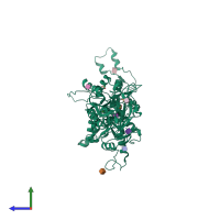 PDB entry 5k5t coloured by chain, side view.