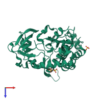 PDB entry 5k5x coloured by chain, top view.