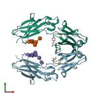 PDB entry 5k64 coloured by chain, front view.