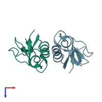 PDB entry 5k6d coloured by chain, top view.