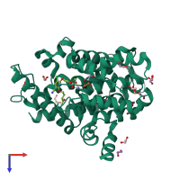 PDB entry 5k6j coloured by chain, top view.