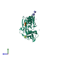 PDB entry 5k6v coloured by chain, side view.