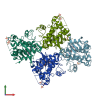 PDB entry 5k72 coloured by chain, front view.