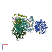 PDB entry 5k77 coloured by chain, top view.